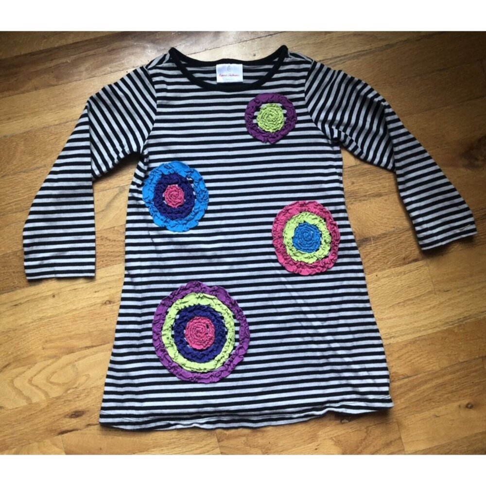 Hanna Andersson Size 110 Us 5 Stripped Floral Applique Dress